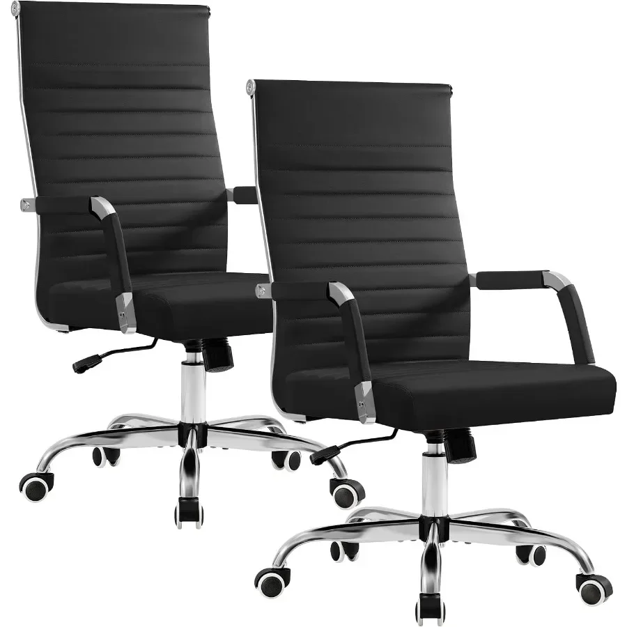 Ergonomic Office Chair - Executive ribbed mid-back PU leather office
