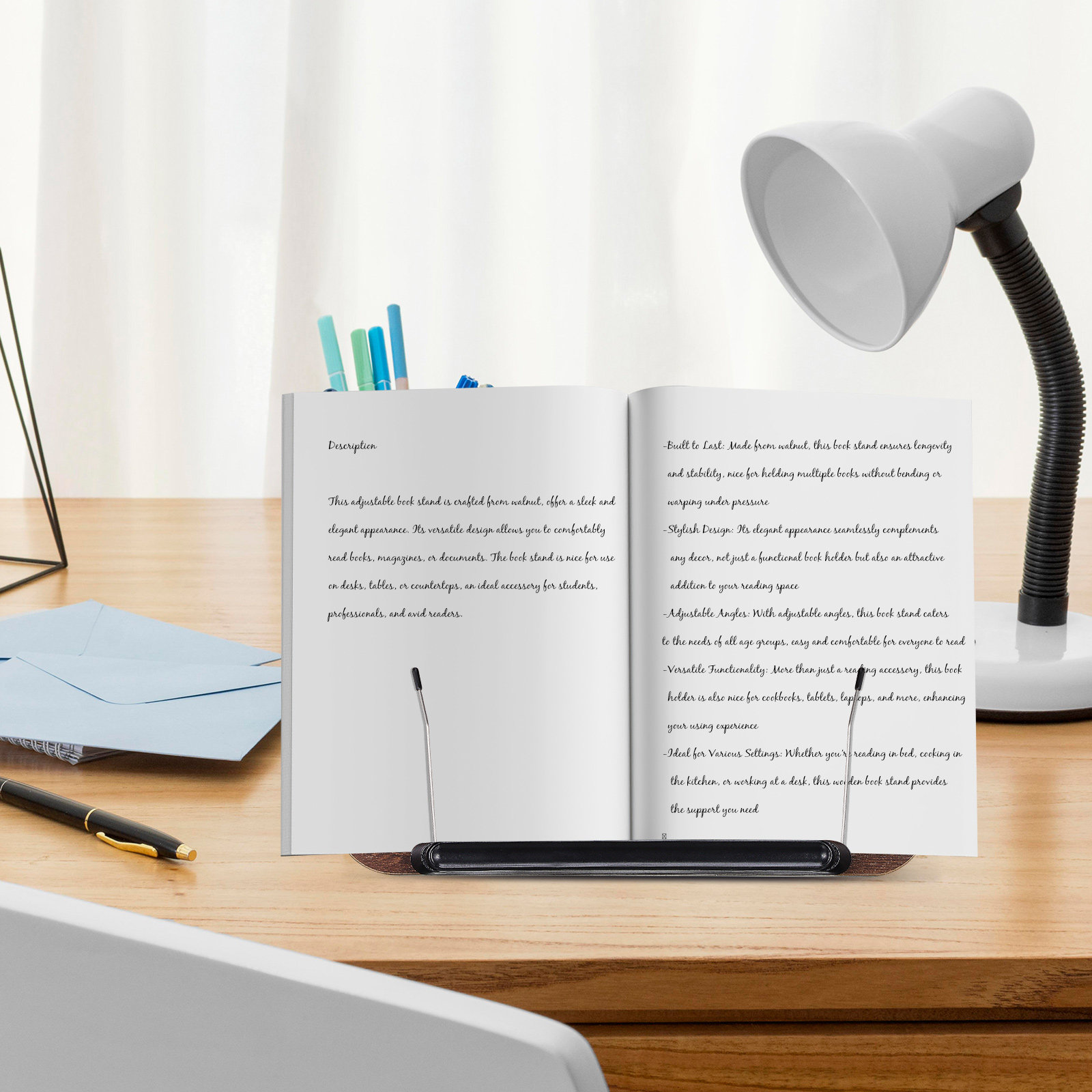 Adjustable Walnut Book Stand f - Document Holder Stand review and price