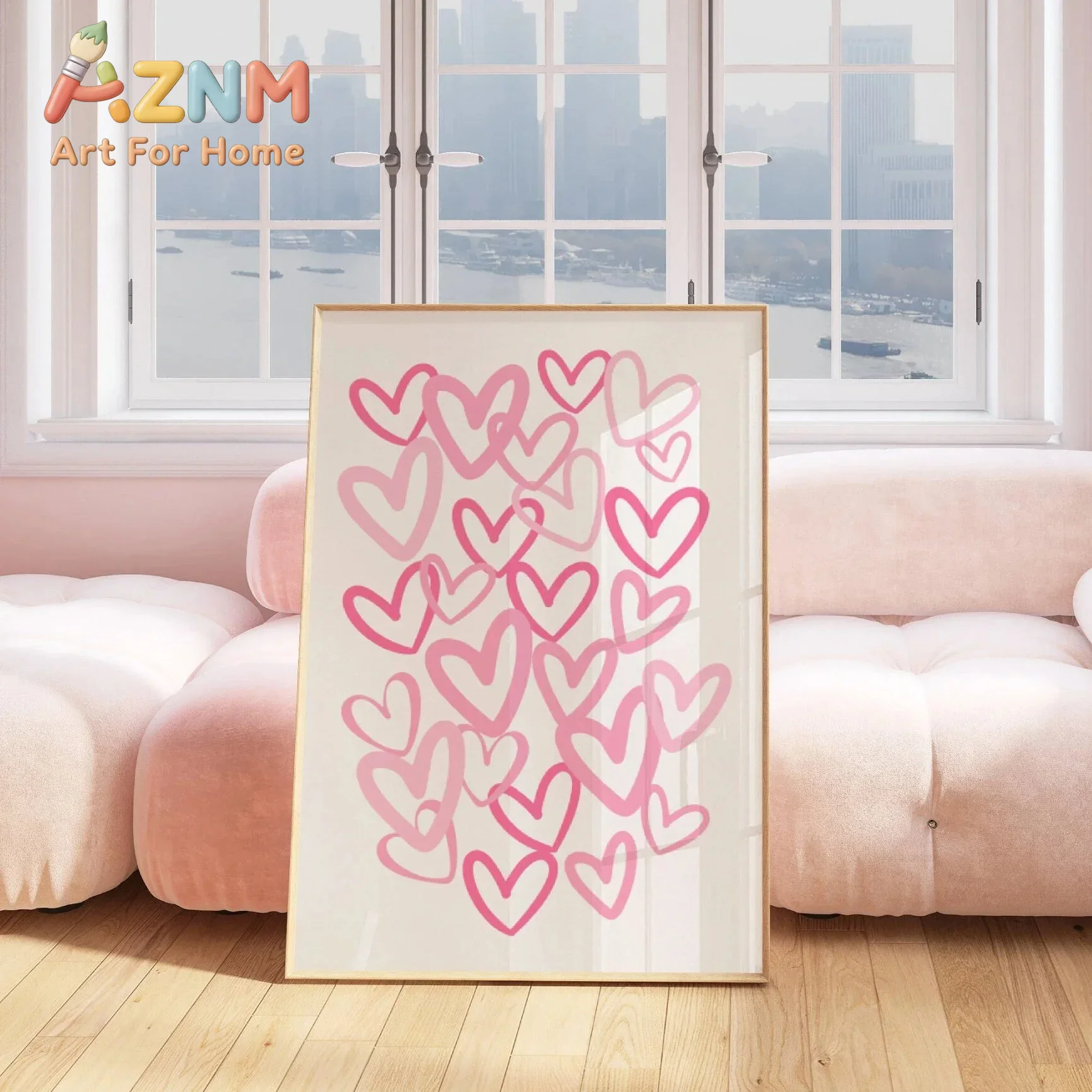 Chic Pink Love Hearts Canvas A - Home Office Room Inspiration review and price